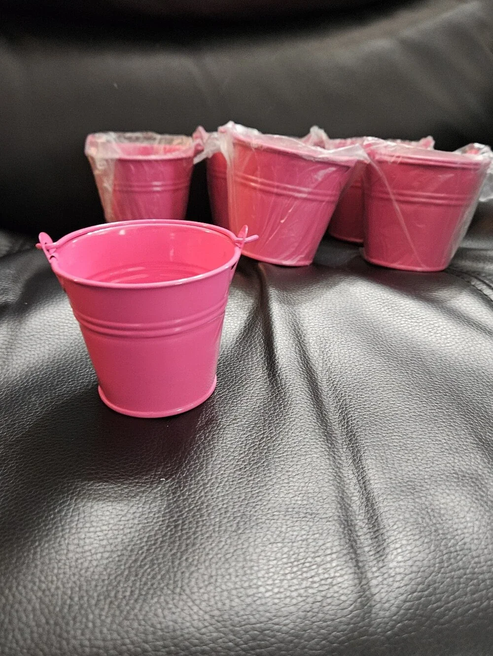 Pink Mini Metal Party Buckets - Set of 6